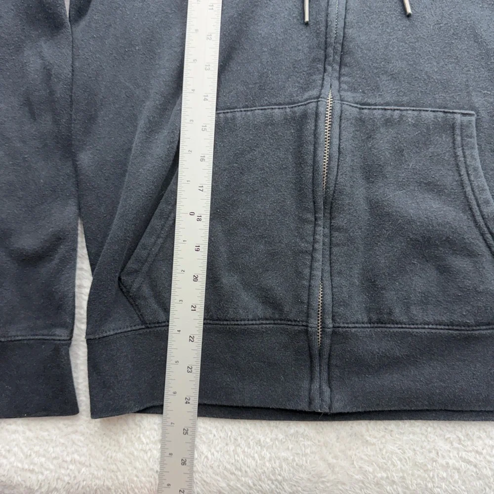 True Religion Mens Black Zip Up Hoodie Horseshoe‎ Logo Tape Sleeve Sweatshirt S